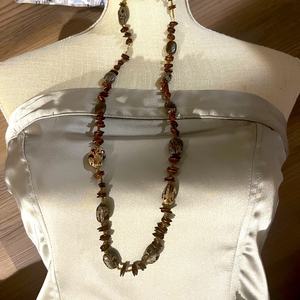 Wild Fable Silver Satin NWT Tube Top (L) plus unique Beaded Necklace